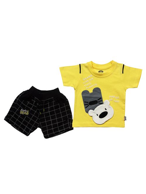 yellow cotton blend shorts set  - 17640121 - Very Small Image - 1