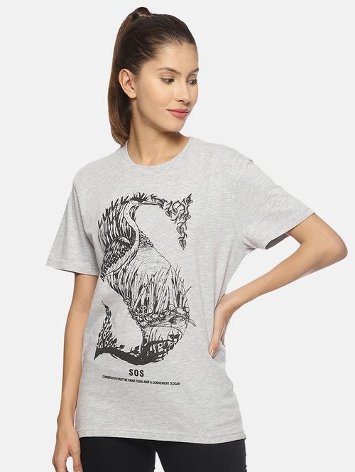 women's front print crew neck t-shirt - 17640195 - Very Small Image - 1