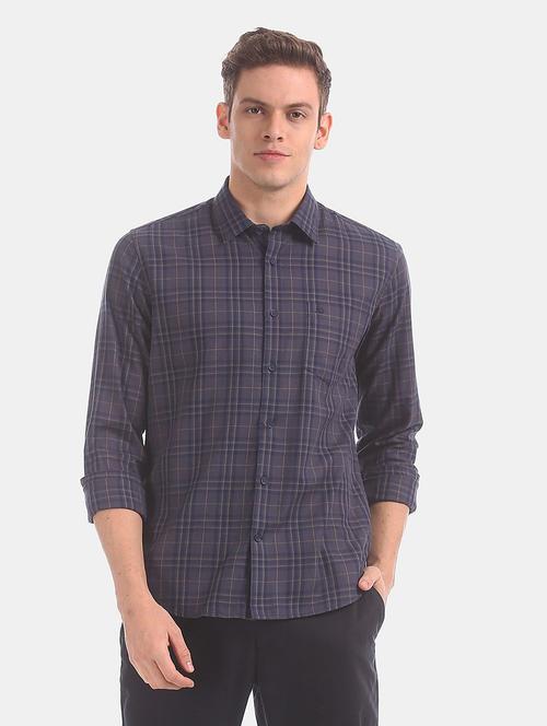 blue checkered casual shirt - 17644514 - Very Small Image - 1