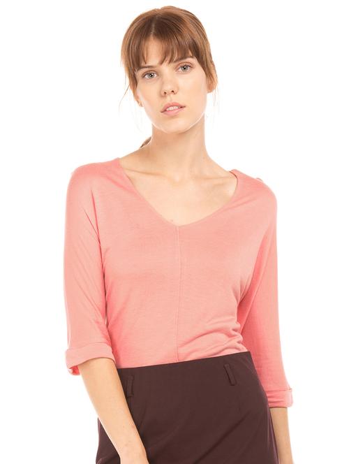v-neck solid top  - 17645405 - Very Small Image - 1
