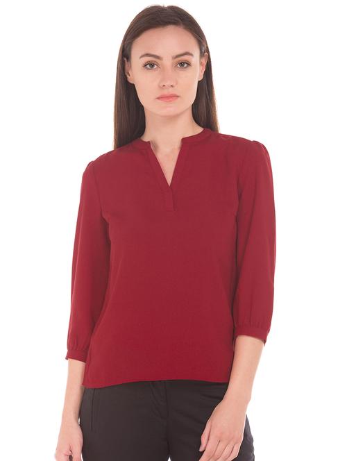 mandarin neck solid top - 17645509 - Very Small Image - 1
