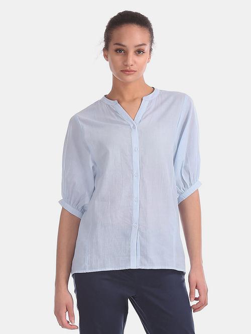 mandarin neck high-low top  - 17645615 - Very Small Image - 1