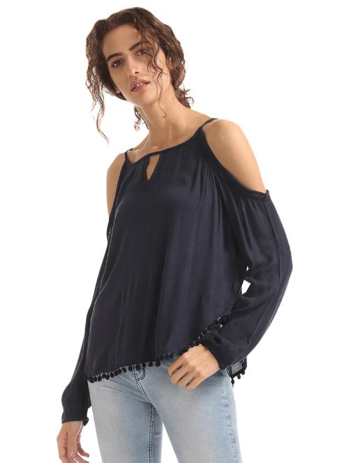 cold shoulder peasant top - 17645637 - Very Small Image - 1