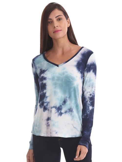 v neck tie & dye top  - 17645874 - Very Small Image - 1
