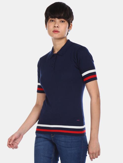 women's striped polo neck t-shirt - 17645922 - Very Small Image - 1