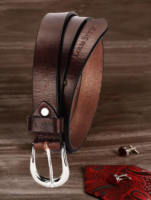 Brown Leather Belt - 17646009 - Very Small Image - 1