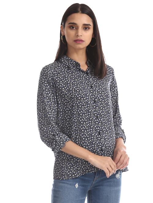 black floral regular shirt - 17646082 - Very Small Image - 1