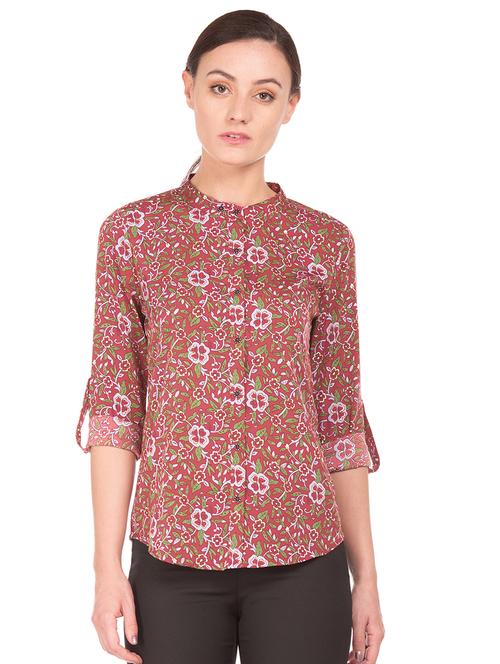 mandarin neck printed shirt  - 17646100 - Very Small Image - 1
