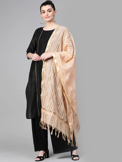 ada hand-embroidered beige chikankari dupatta - 17646785 - Very Small Image - 1