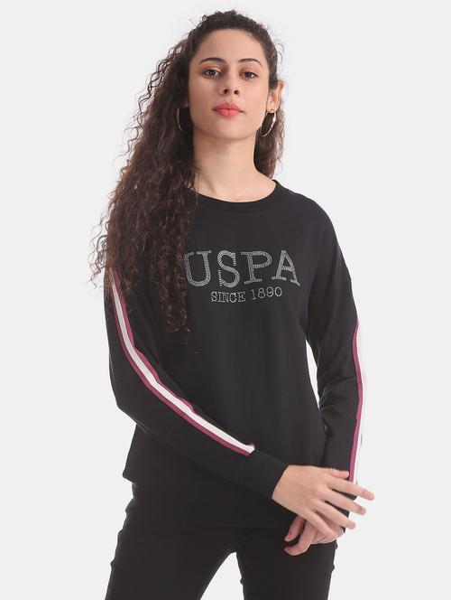 contrast taped crew neck sweatshirt - 17647081 - Very Small Image - 1