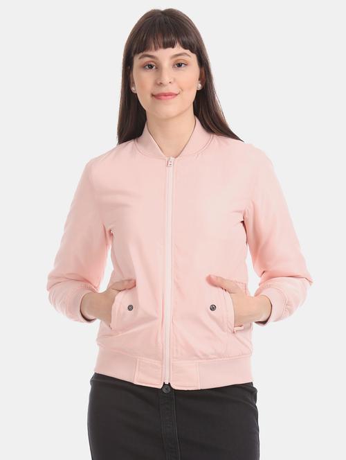 pink polyester bomberbiker jacket - 17647194 - Very Small Image - 1