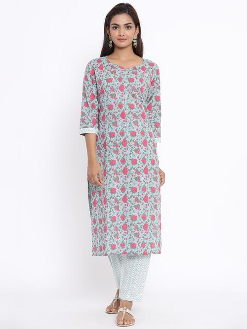 floral kurta palazzo set - 17647279 - Very Small Image - 1
