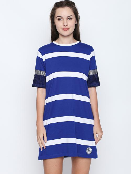 crew neck striped t-shirt dress  - 17649227 - Very Small Image - 1