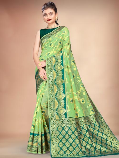 jacquard woven saree with blouse - 17649617 - Very Small Image - 1