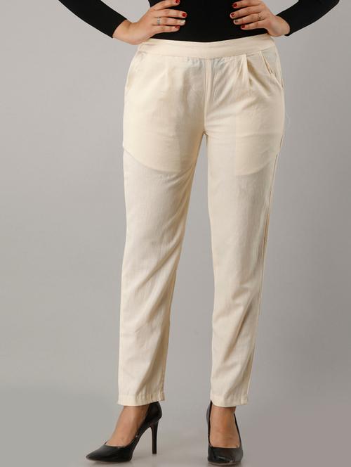 women solid mid rise cigarette pants  - 17649877 - Very Small Image - 1