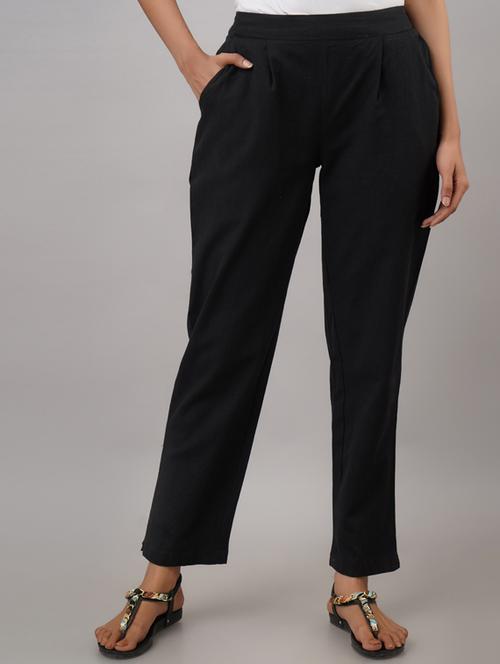 women solid mid rise tailored pants - 17649882 - Very Small Image - 1