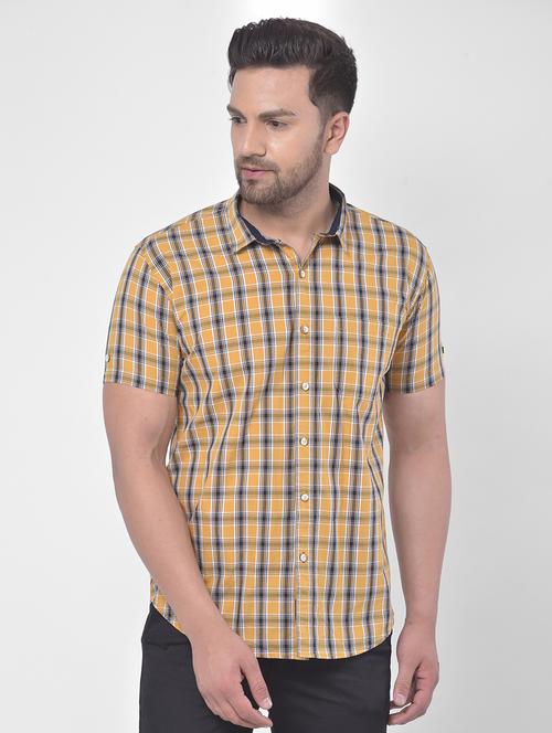 yellow checkered casual shirt - 17650367 - Very Small Image - 1