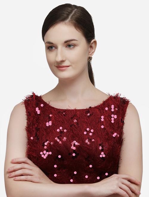 red silk solid blouse - 17651163 - Very Small Image - 1