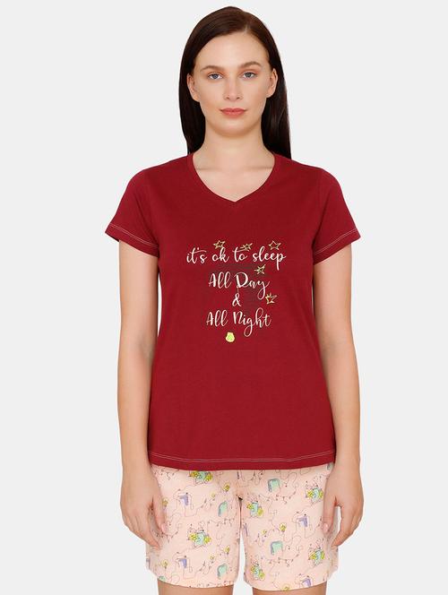 v-neck top with capri nightwear set  - 17651828 - Very Small Image - 1