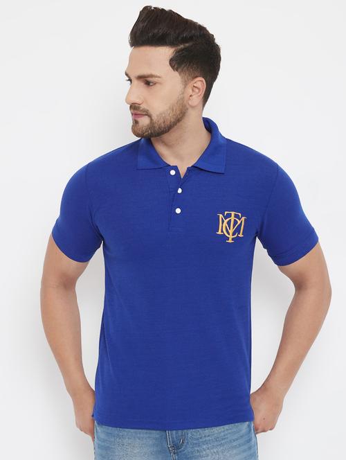 blue solid polo neck t-shirt - 17652292 - Very Small Image - 1