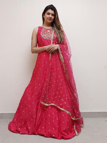 pink embroidered party wear gown  - 17652837 - Very Small Image - 1