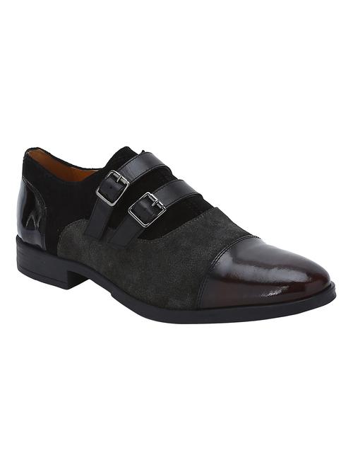 black colored slip on monk strap - 17653604 - Very Small Image - 1
