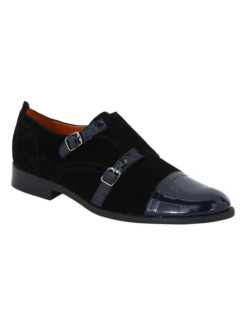 black colored slip on monk strap - 17653614 - Very Small Image - 1
