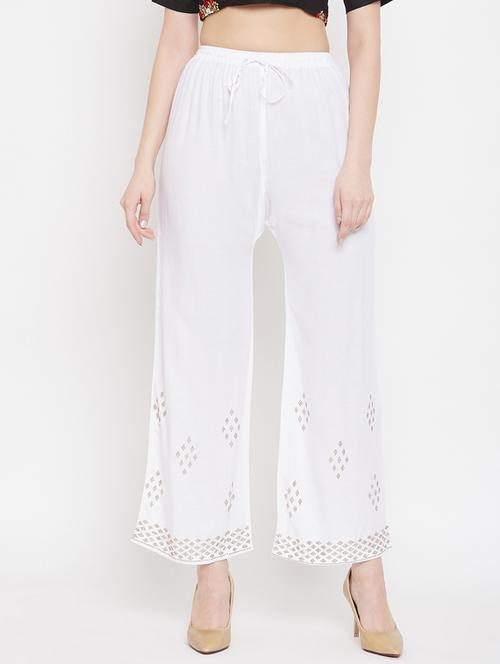 white rayon palazzos - 17653834 - Very Small Image - 1