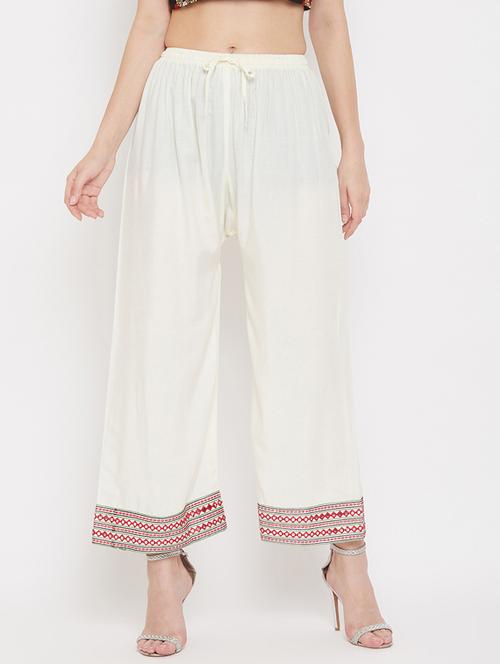 white rayon palazzos - 17653860 - Very Small Image - 1