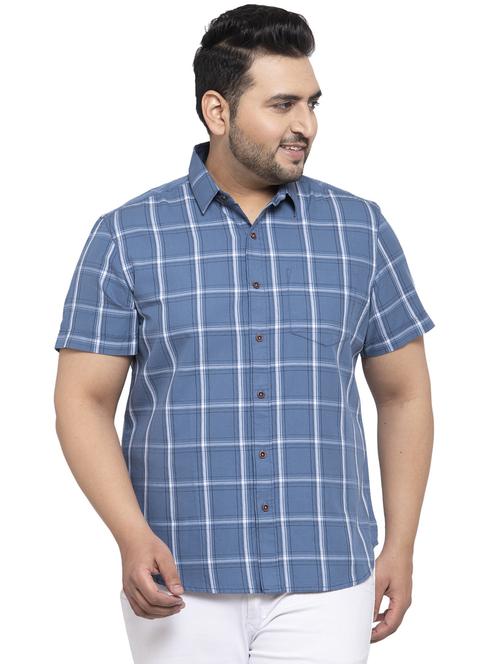 plus blue checkered casual shirt - 17655153 - Very Small Image - 1