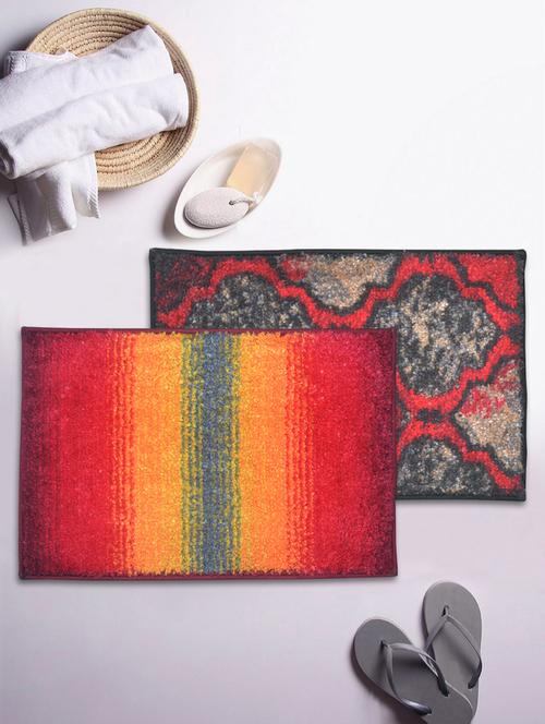 bianca soft-cotton bath mat with rubber back -2pc small (super dry) abstract-red/brown5 red/brown5 - 17655527 - Very Small Image - 1