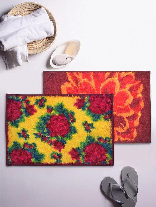 bianca soft-cotton bath mat with rubber back -2pc small (super dry) abstract-blue/green5 red/brown1 - 17655538 - Very Small Image - 1