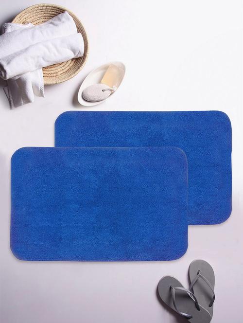 bianca soft-cotton bath mat with rubber back -2pc small (benz) solid-blue - 17655553 - Very Small Image - 1