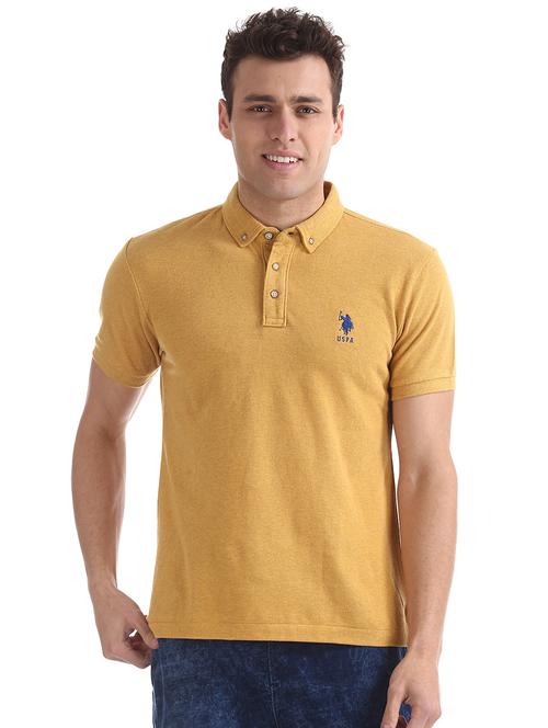 yellow solid collared t-shirt - 17656743 - Very Small Image - 1