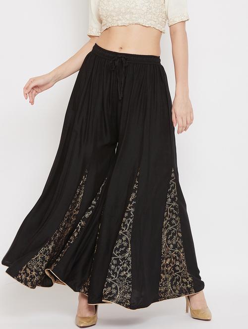 black printed flared palazzo - 17656979 - Very Small Image - 1