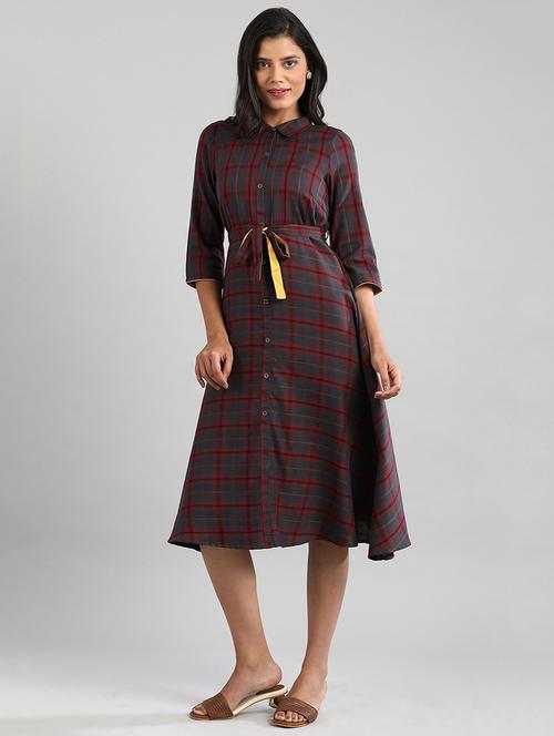 women's belted checks dress - 17657639 - Very Small Image - 1