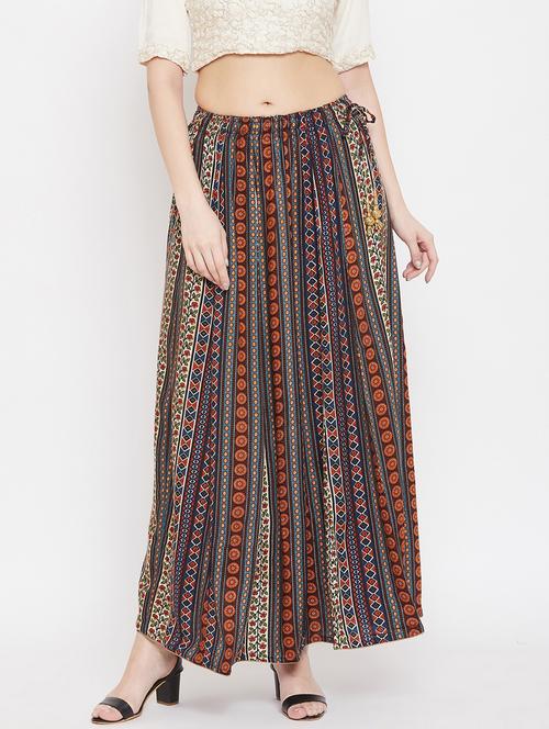 multi colored rayon flared skirt - 17659226 - Very Small Image - 1