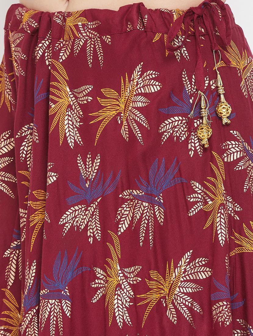 maroon rayon flared skirt - 17659242 - Standard Image - 4