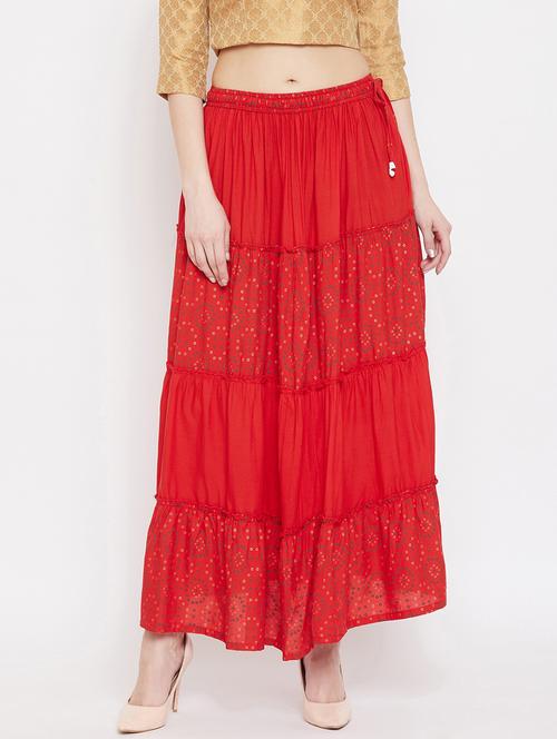 red rayon flared skirt - 17659266 - Very Small Image - 1