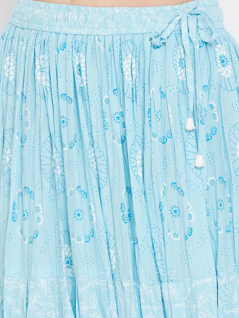 light blue rayon flared skirt - 17659268 - Standard Image - 4