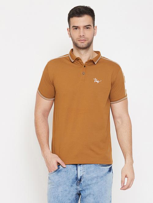 brown taped collared t-shirt - 17659300 - Very Small Image - 1