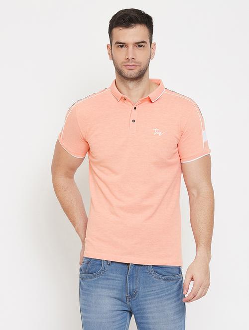 peach taped collared t-shirt - 17659303 - Very Small Image - 1