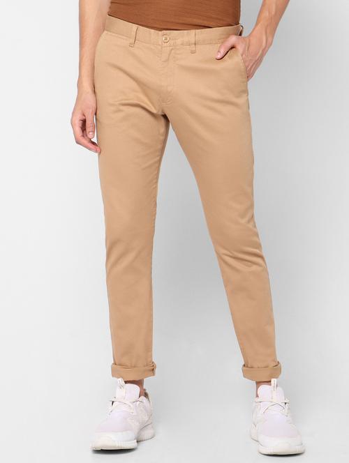 beige solid chinos - 17659312 - Very Small Image - 1