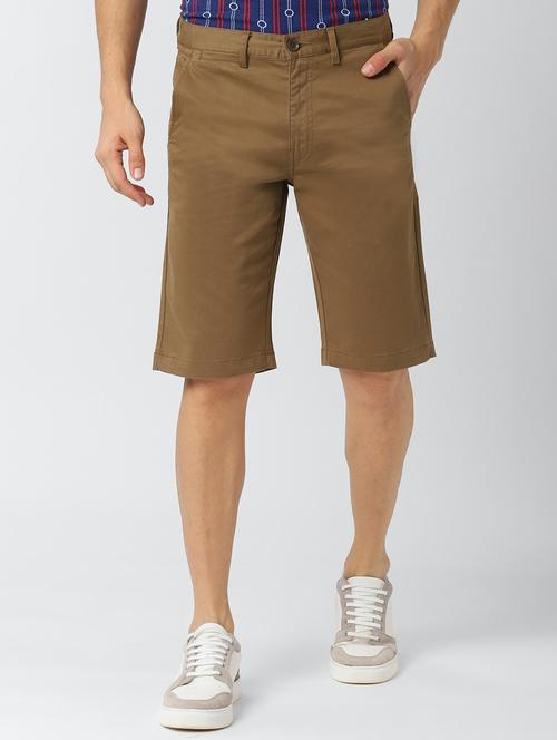 khaki solid bermuda shorts - 17659372 - Very Small Image - 1