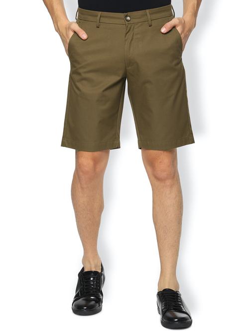 olive green solid bermuda shorts - 17659421 - Very Small Image - 1