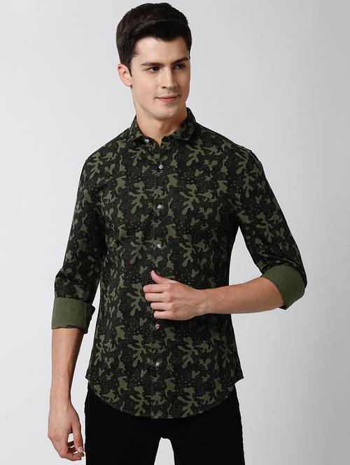 olive green camouflage casual shirt - 17659824 - Very Small Image - 1