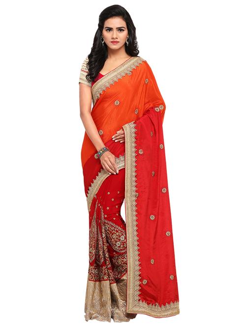 lace bordered embroidered saree - 17661704 - Very Small Image - 1