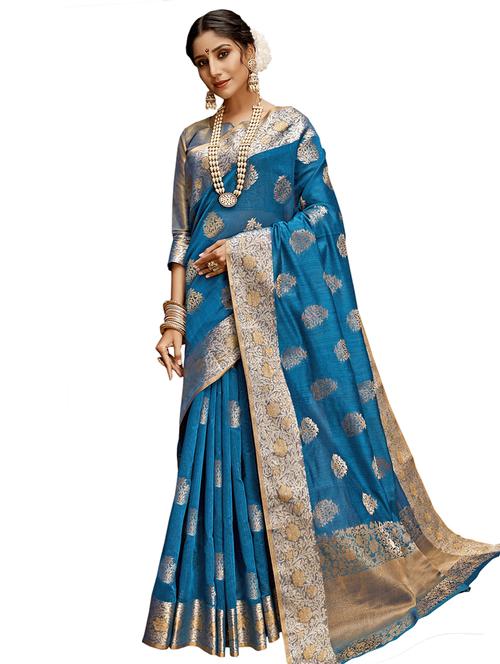 jacquard woven saree with blouse - 17661825 - Very Small Image - 1