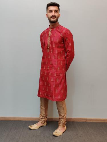 maroon silk kurta pajama set  - 17662227 - Very Small Image - 1