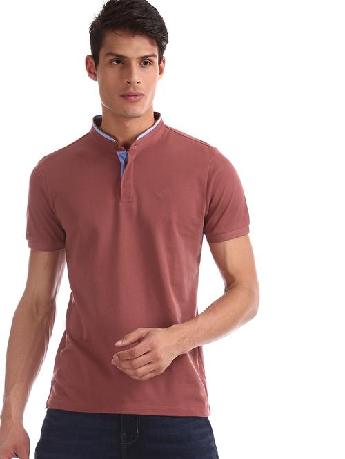 pink solid collared t-shirt - 17662458 - Very Small Image - 1